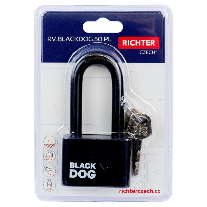 ocelový visací zámek RV.BLACKDOG.50.PL